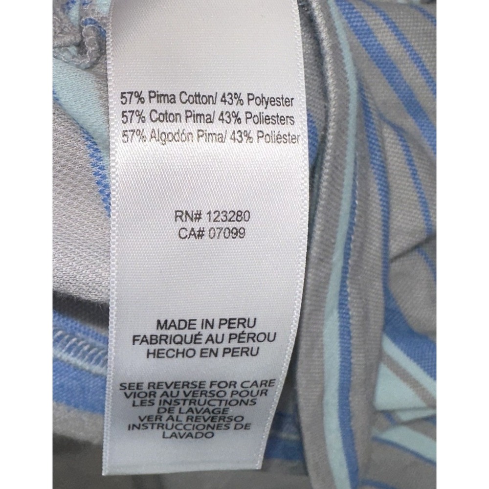 Travis Mathew Performance Golf‎ Polo XL Blue Gray Striped Pima Cotton Blend - Picture 7 of 7
